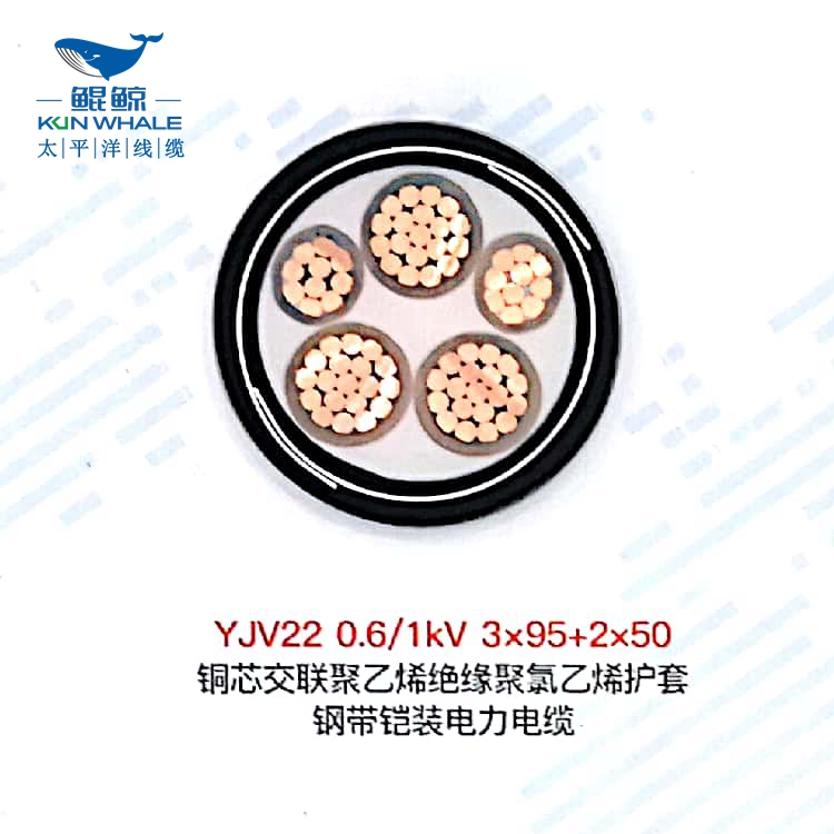 河南鄭州電線電纜廠家-河南太平洋線纜有限公司為您供應 yjv22 4芯國標銅芯阻燃低壓電力用 鎧裝電纜型號齊全: yjv22 3x10+1 yjv22 3x16+1 yjv22 3x25+1 yjv22 3x35+1 yjv22 3x50+1 yjv22 3x70+1 yjv22 3x95+1 yjv22 3x120+1 yjv22 3x150+1 yjv22 3x185+1 yjv22 3x240+1 yjv22 3x300+1 yjv22 4x10 yjv22 4x16 yjv22 4x25 yjv22 4x35 yjv22 4x50 yjv22 4x70 yjv22 4x95 yjv22 4x120 yjv22 4x150 yjv22 4x185 yjv22 4x240 yjv22 4x300 yjv22 鎧裝電纜現貨,多倉庫就近發貨,方便快捷! 河南太平洋線纜有限公司(www.hntpyxl.com)是河南鄭州電線電纜廠家,自有工廠,占地面積70000㎡,擁有先進生產設備、檢測設備及專業的技術團隊,公司集電線電纜研發、生產、銷售、批發為一體,已形成產品系列有:阻燃電纜系列、耐火電纜系列、低煙無鹵電纜系列、礦物質防火電纜系列等。電線電纜型號規格達1000多種,包含:鎧裝電纜,低壓電纜,低煙無鹵電纜,yjv22鎧裝電纜,yjlv22鎧裝電纜,低壓電力電纜,控制電纜,低煙無鹵阻燃耐火電纜,wdznyjy電纜,yjv低壓電纜,yjlv低壓電纜,yjv22低壓電纜,yjlv22低壓電纜,耐火低壓電纜,阻燃低壓電纜等等。大量低壓電纜鎧裝電纜低煙無鹵電纜現貨,歡迎新老客戶詢價采購! 1,電纜加上鎧裝層的目的除了增強抗拉強度、抗壓強度等機械保護伸長使用壽命外,還可以通過屏蔽保護提高電纜抗干擾性能。 2,常用的鎧裝材料有鋼帶、鋼絲、鋁帶、鋁管等,其中鋼帶、鋼絲鎧裝層具有高導磁率,有很好的磁屏蔽效果,可以用于抗低頻干擾,3,鎧裝電纜機械保護層可以加到任何結構的電纜上,以增加電纜的機械強度,提高防侵蝕能力,是為易受機械破壞及極易受侵蝕的地區而設計的電線電纜 鎧裝電纜的作用,鎧裝電纜都用在什么地方? 4,鎧裝的有一定的抗外力性能,還可以提防老鼠撕咬,不至于透過鎧裝造成電力傳輸問題,鎧裝的彎曲半徑要大,鎧裝層可以接地,保護電纜。 5,電纜加上鎧裝層的目的除了以上,還可以增強抗拉強度、抗壓強度等機械保護延長使用壽命。 6,鎧裝電纜一般是固定敷設電力電纜,通俗來說就是固定在一個地方而基本不移動,動力線傳輸電能。 7,適合地下直埋,可使鎧裝電纜直埋敷設而免于穿管且價廉物美在實際運用較多,很適用于巖石地區的直埋敷設。 8,鎧裝電纜適用于公路,馬路邊,居住區周圍,停車場,步行街等受壓大的地方等。