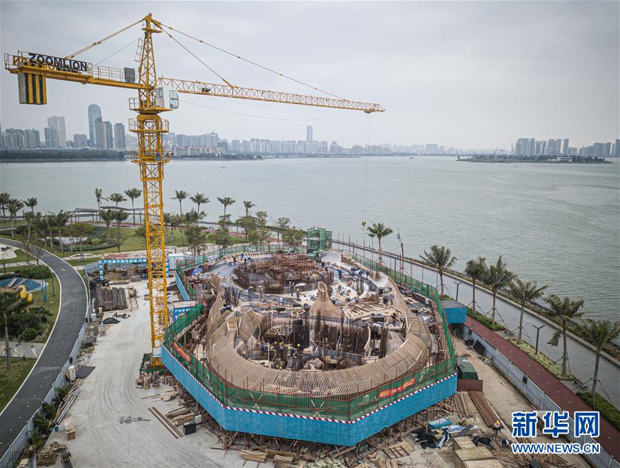 (新華視界)(1)海口灣云洞圖書館施工忙