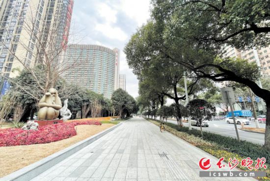 　　開福區芙蓉路綠葉女廣場周邊實施提質后的景象。長沙晚報通訊員 陳偉 攝